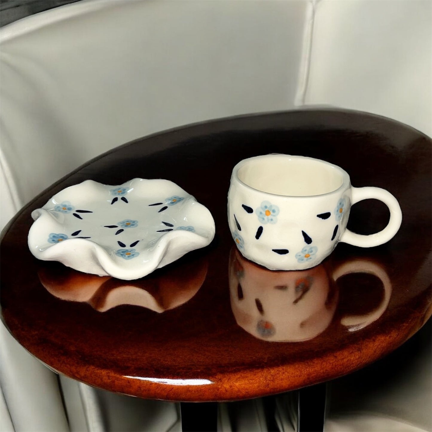 SOULCRAFTZ Ceramic Coffee Tea Milk Mug & Saucer | Microwave & Dishwasher Safe Ceramic Tea Cup | Perfect for Latte, Cappuccinos, Tea Bag & Beverages (Cream, 250ml)