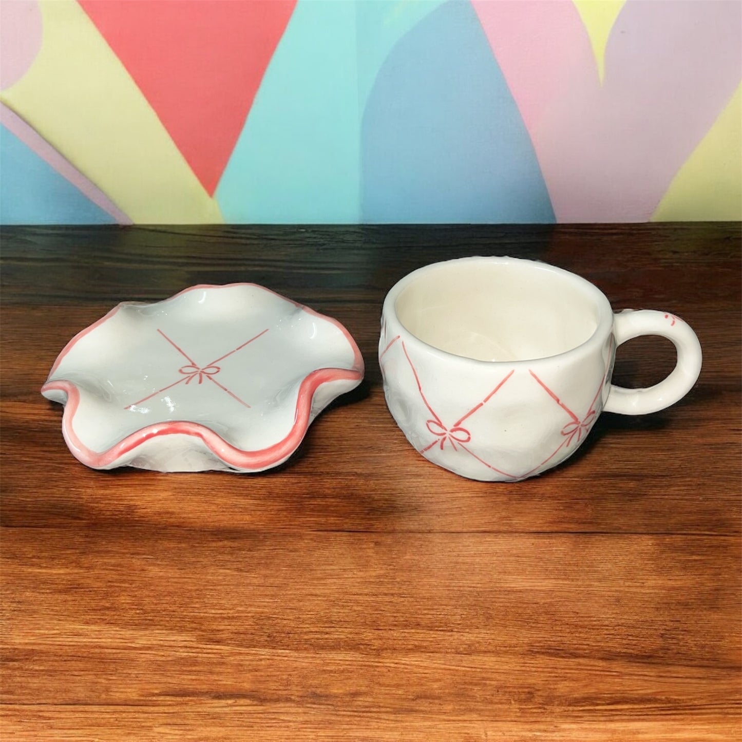 SOULCRAFTZ Ceramic Coffee Tea Milk Mug & Saucer | Microwave & Dishwasher Safe Ceramic Tea Cup | Perfect for Latte, Cappuccinos, Tea Bag & Beverages (Cream, 250ml)