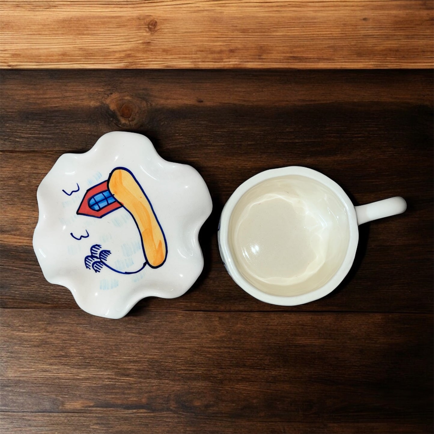 SOULCRAFTZ Ceramic Coffee Tea Milk Mug & Saucer | Microwave & Dishwasher Safe Ceramic Tea Cup | Perfect for Latte, Cappuccinos, Tea Bag & Beverages (Cream, 250ml)