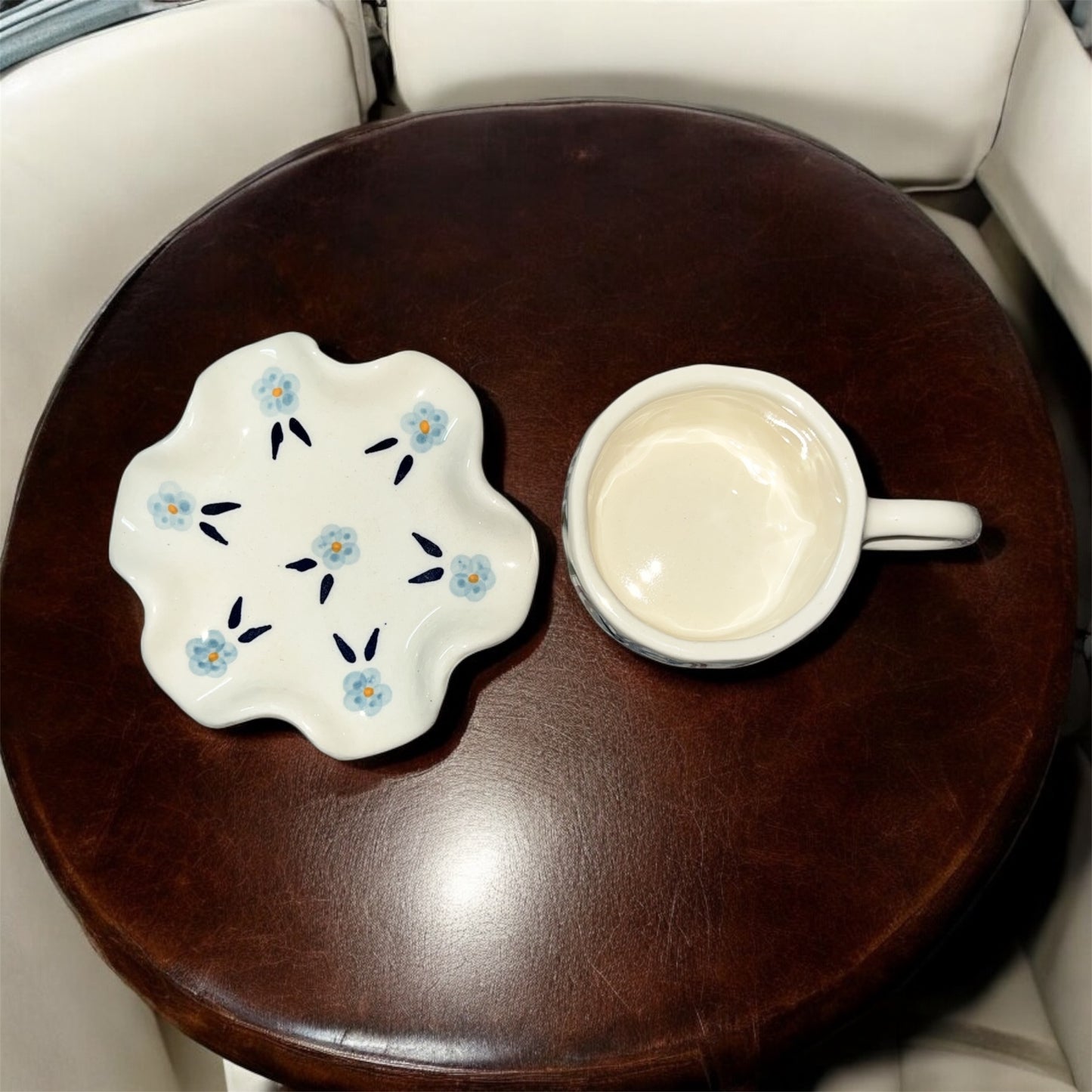 SOULCRAFTZ Ceramic Coffee Tea Milk Mug & Saucer | Microwave & Dishwasher Safe Ceramic Tea Cup | Perfect for Latte, Cappuccinos, Tea Bag & Beverages (Cream, 250ml)