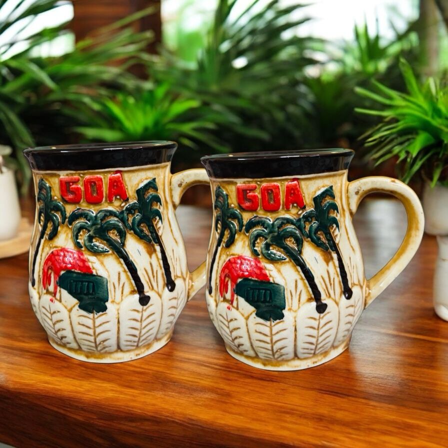 SOULCRAFTZ Ceramic Glazed Coffee Mug | Goa Souvenir Gift | Indian Travel Collectible | Stylish Handmade Mug for Home & Office