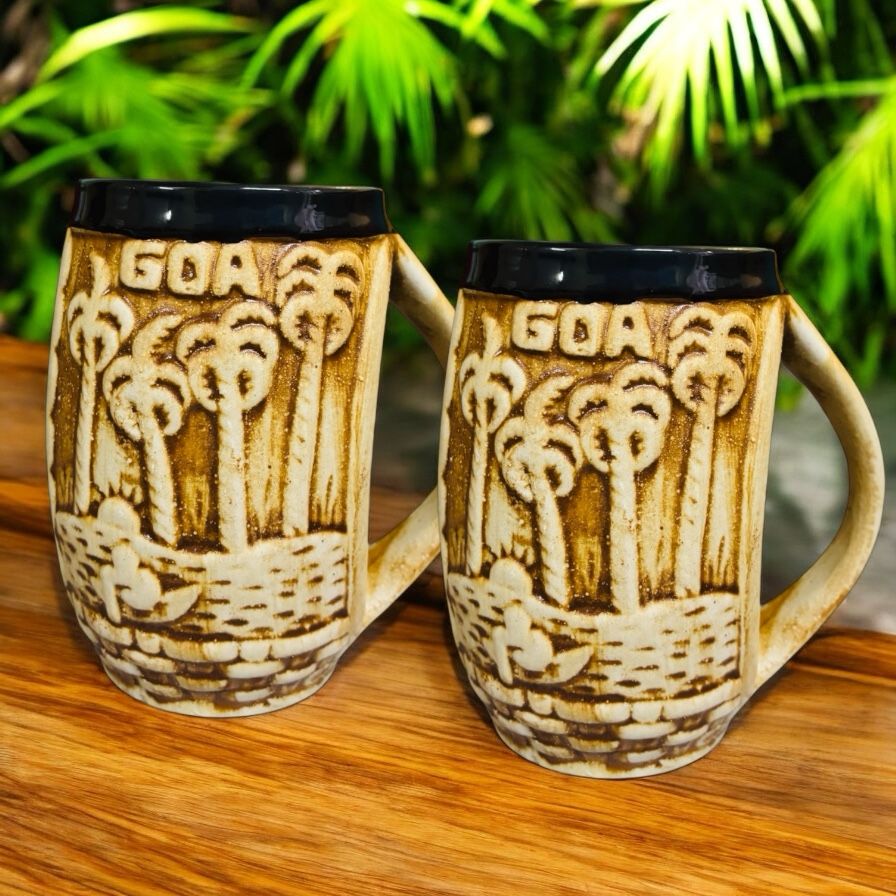 SOULCRAFTZ Ceramic Glazed Coffee Mug | Goa Souvenir Gift | Indian Travel Collectible | Stylish Handmade Mug for Home & Office