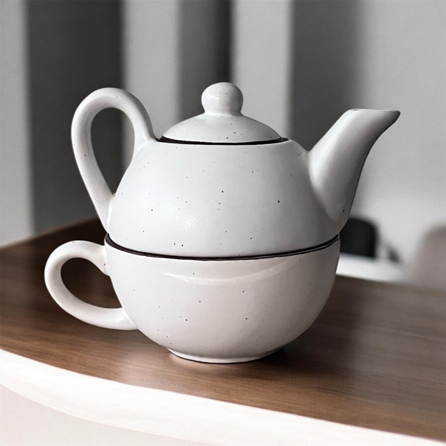 SOULCRAFTZ Ceramic Tea Pot Kettle with Cup Tea Pot Set Studio Pottery Cup 250Ml, Kettle 380 Ml (Set of Single Kettle with Cup (Dual Glazed)