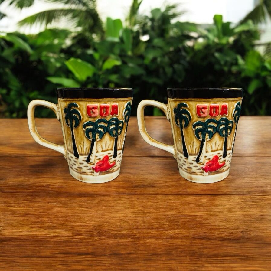 SOULCRAFTZ Ceramic Glazed Coffee Mug | Goa Souvenir Gift | Indian Travel Collectible | Stylish Handmade Mug for Home & Office