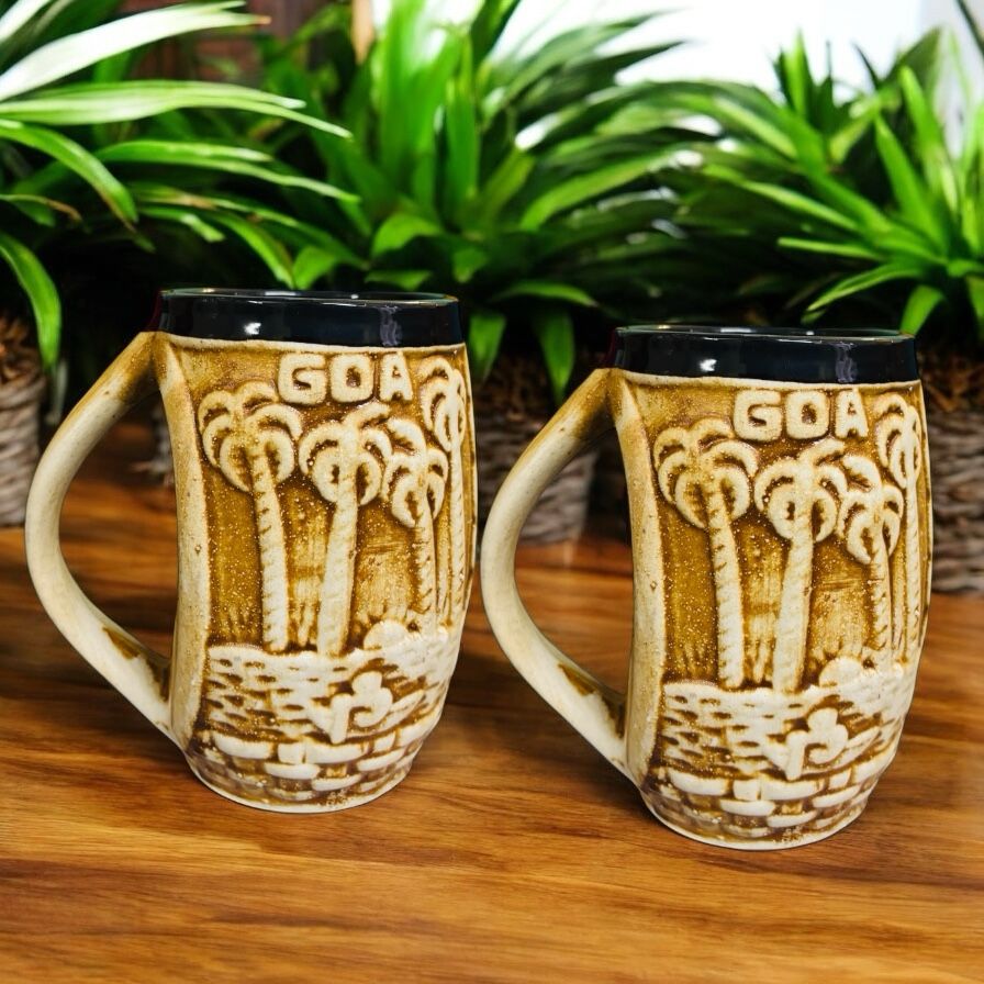 SOULCRAFTZ Ceramic Glazed Coffee Mug | Goa Souvenir Gift | Indian Travel Collectible | Stylish Handmade Mug for Home & Office
