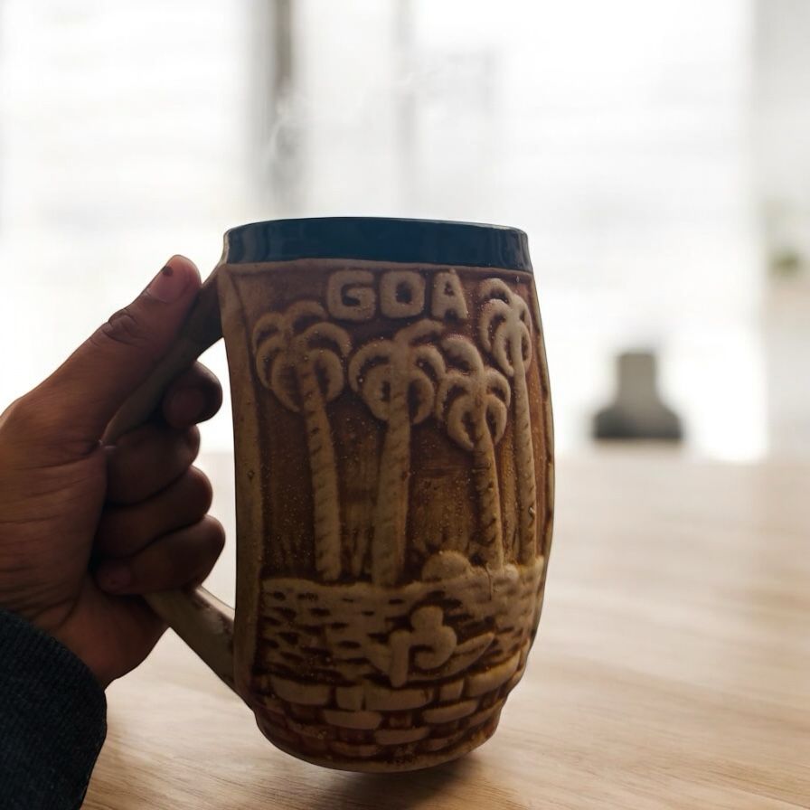 SOULCRAFTZ Ceramic Glazed Coffee Mug | Goa Souvenir Gift | Indian Travel Collectible | Stylish Handmade Mug for Home & Office