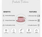 Blush Studio Glaze Ceramic Coffee Cup & Saucer Set of 6 – 150 mL