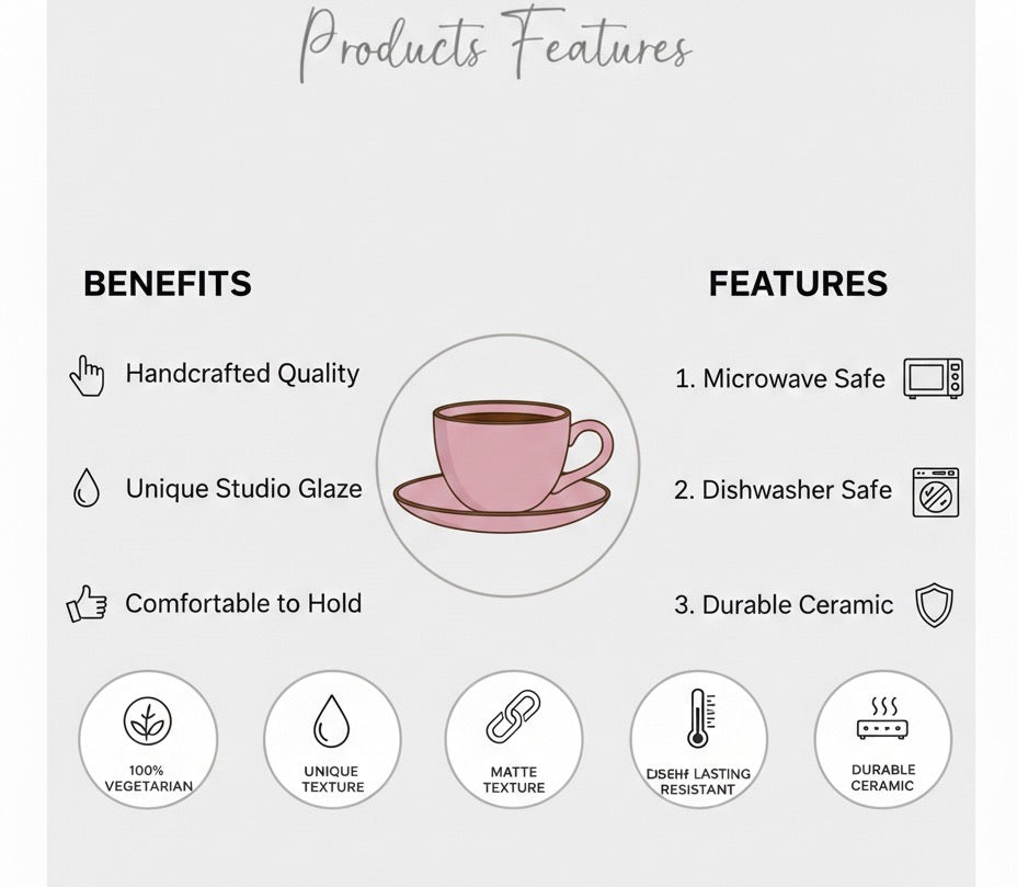 Blush Studio Glaze Ceramic Coffee Cup & Saucer Set of 2 – 150 mL