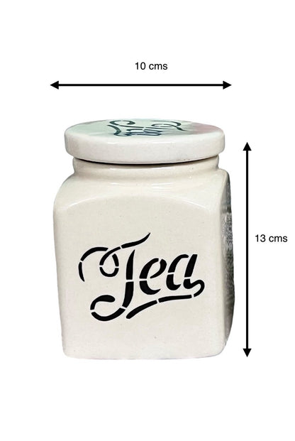 SOULCRAFTZ Ceramic Tea Coffee Sugar Canister Set of 3 | Ceramic Kitchen Airtight Storage Canister with Airtight Lid