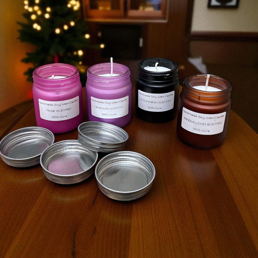 SOULCRAFTZ Handmade Soy Wax Candles, 4-Pack Gift Set with Rose, Lavender, Sandalwood and Lemon Fresh Scents, 100% Pure