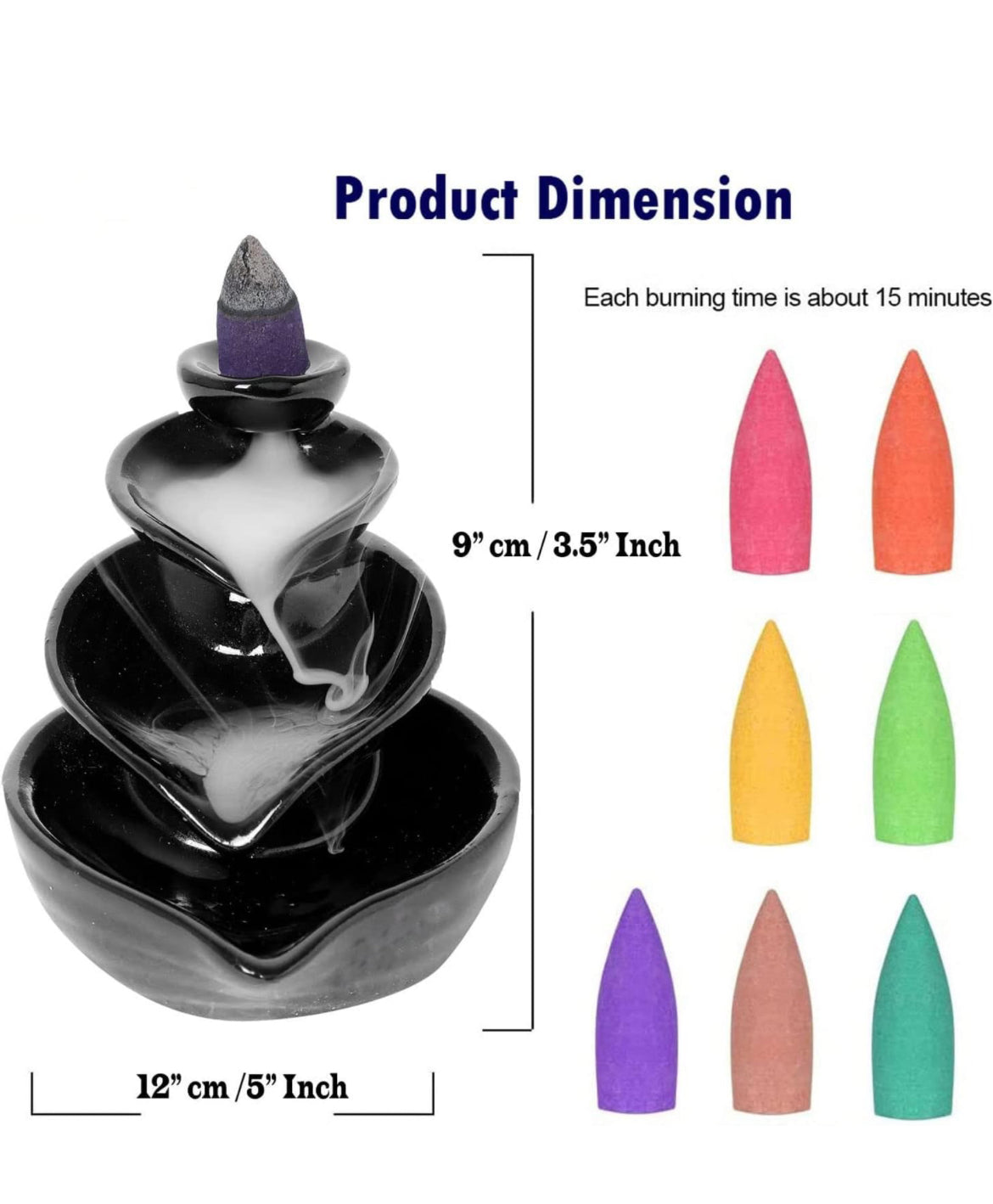 SOULCRAFTZ Backflow Smoke Fountain Incense Holder Decorative Showpiece - 20 incense doop