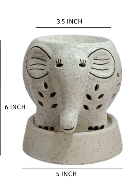 SOULCRAFTZ Handcrafted Elephant Shaped Ceramic Electric Aroma Diffuser| Aroma Oil Burner for Aromatherapy| Home Decor and Fragrance with Aroma Oils(Lavender & Lemon Fragrance 20ml Each)