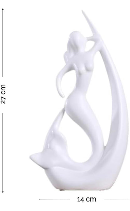 SOULCRAFTZ Home Decor Ceramic Creative Mermaid Shape Home Decor Figurine (Pack of 2)