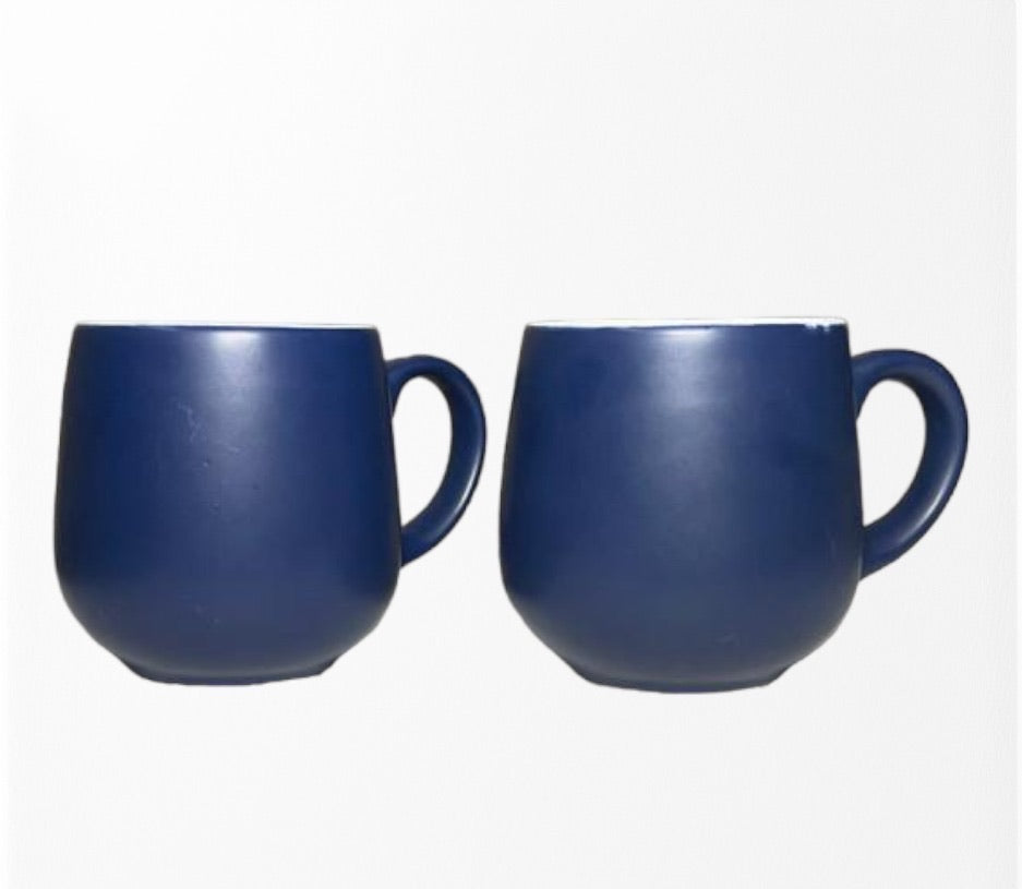 SOULCRAFTZ Ceramic Coffee Mug - Set of 2 (Matte Blue, 300Ml)