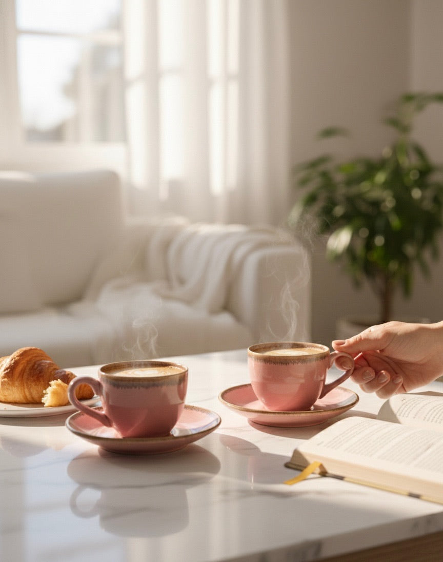 Blush Studio Glaze Ceramic Coffee Cup & Saucer Set of 2 – 150 mL