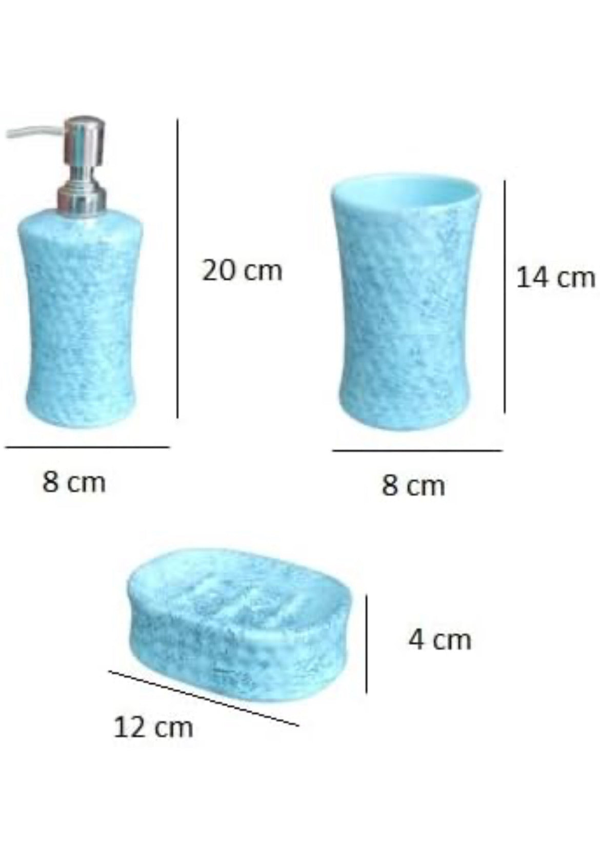 SOULCRAFTZ Ceramic Bathroom Accessories Set for Utility and Bathroom Decor | Liquid Soap Dispenser, soap Tray, Toothbrush Holder Hand Crafted (Aqua)