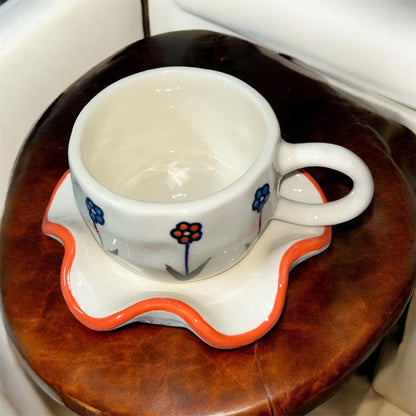 SOULCRAFTZ Ceramic Coffee Tea Milk Mug & Saucer | Microwave & Dishwasher Safe Ceramic Tea Cup | Perfect for Latte, Cappuccinos, Tea Bag & Beverages (Cream, 250ml)