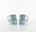 Ceramic Coffee Mug Set – Ribbed Stoneware Latte Cups for Coffee, Tea & Cappuccino