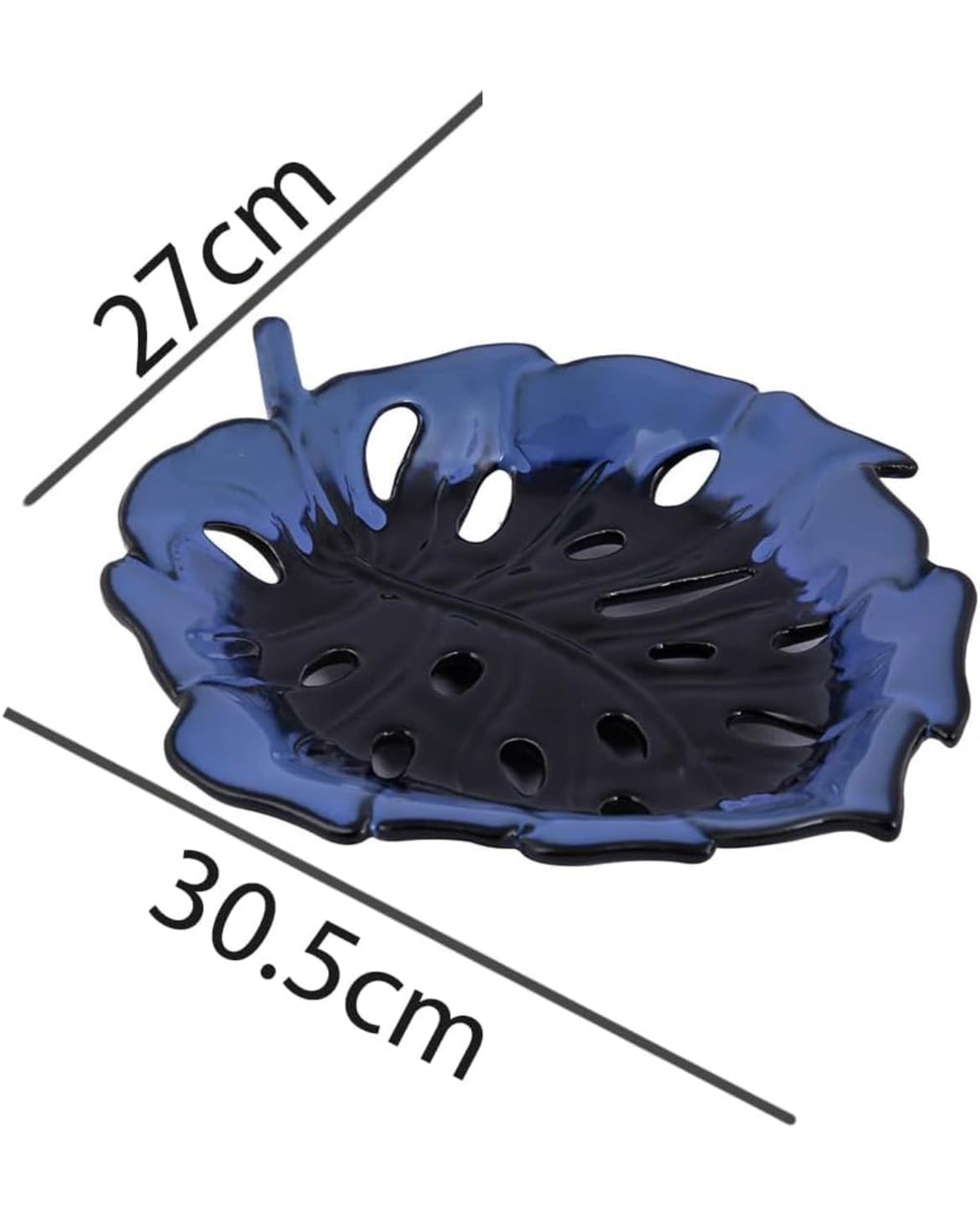 SOULCRAFTZ Leaf Shape Ceramic Serving Platter Multicolor 11 Inches Long