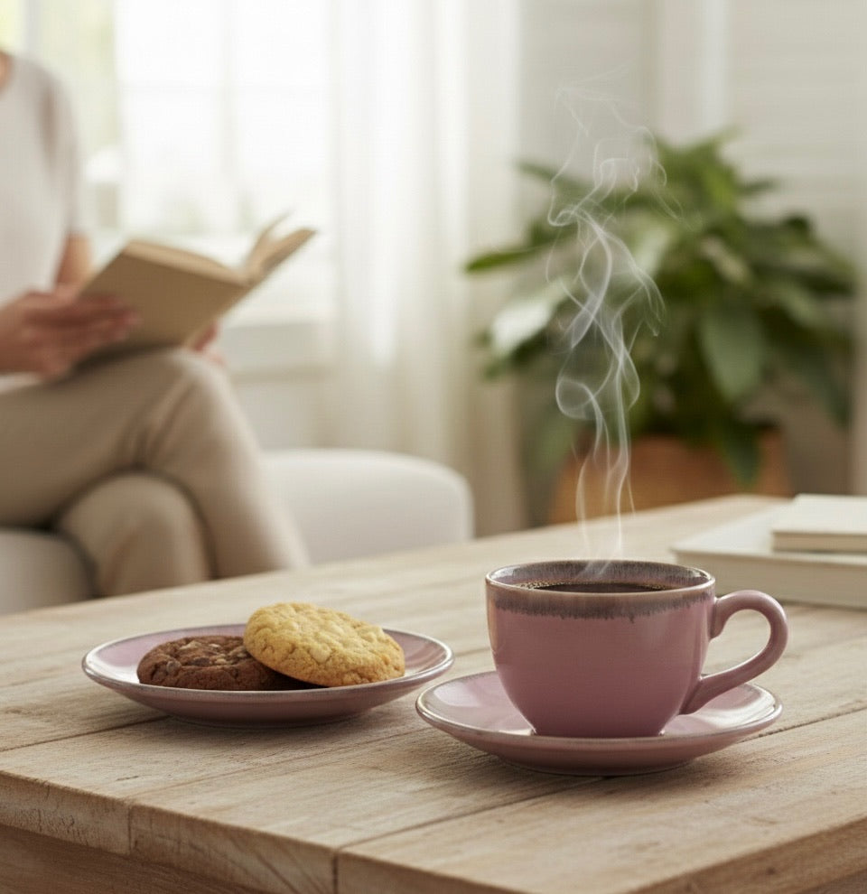 Blush Studio Glaze Ceramic Coffee Cup & Saucer Set of 6 – 150 mL