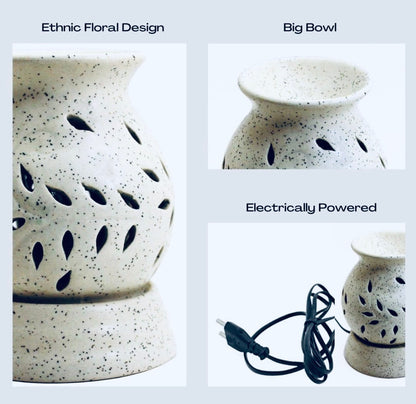 SOULCRAFTZ Handcrafted Ceramic Electric Matki Shaped Aroma Diffuser| Aroma Oil Burner for Aromatherapy| Home Decor and Fragrance with Aroma Oils(Lavender & Lemon Fragrance 20ml Each)