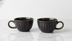 Rustic Stoneware Latte Mug Set – Minimalist Coffee Cups (2 Pack)