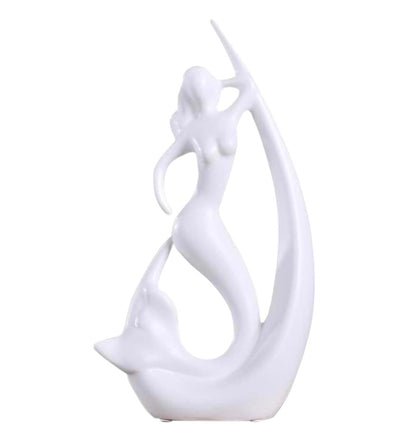 SOULCRAFTZ Home Decor Ceramic Creative Mermaid Shape Home Decor Figurine (Pack of 2)