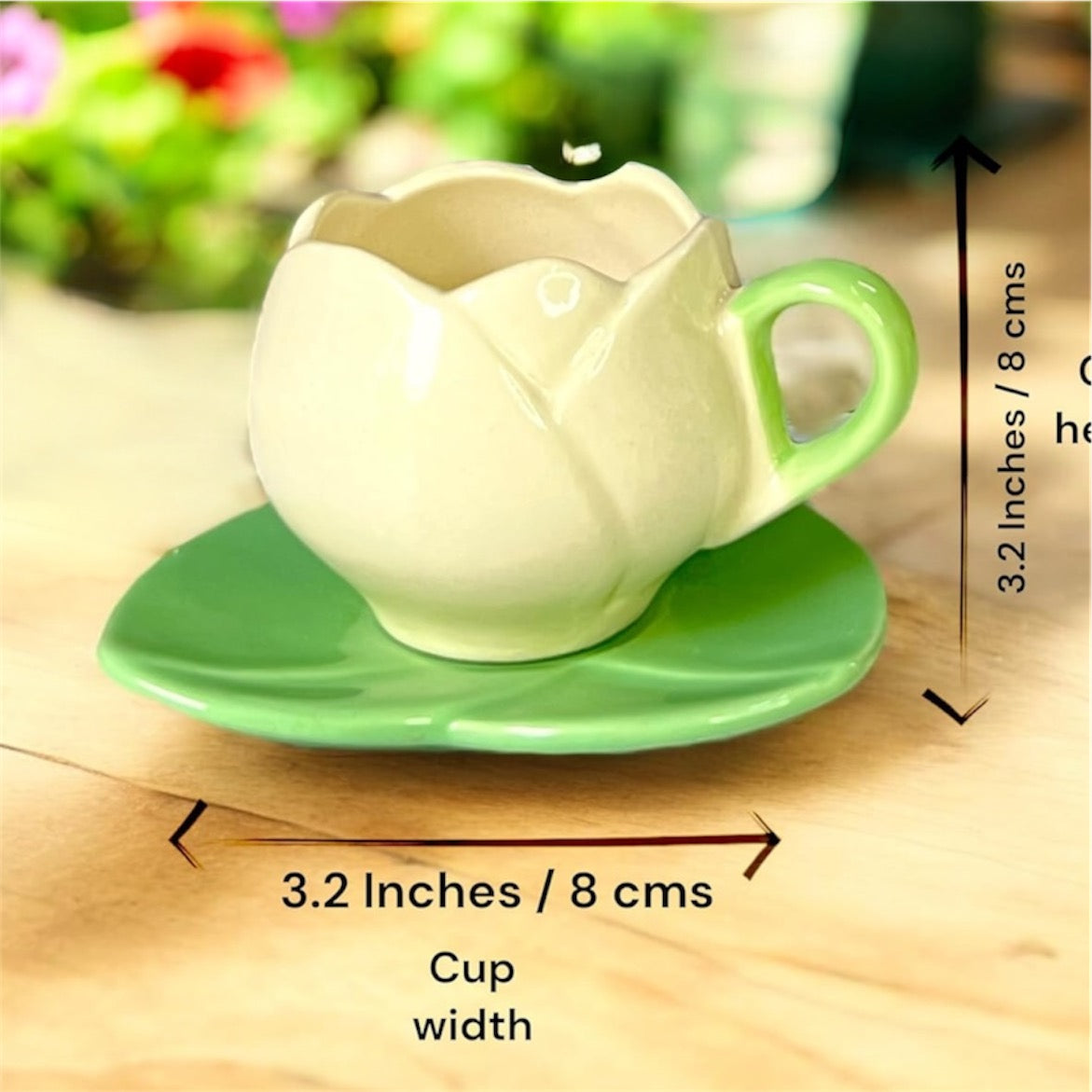 SOULCRAFTZ Ceramic Mug with Unique Lotus Design with Saucer Desert Plate – 350ml | Perfect for Coffee Tea Milk | Microwave and Dishwasher Safe | Ideal for Home, Office, Gifting, Diwali