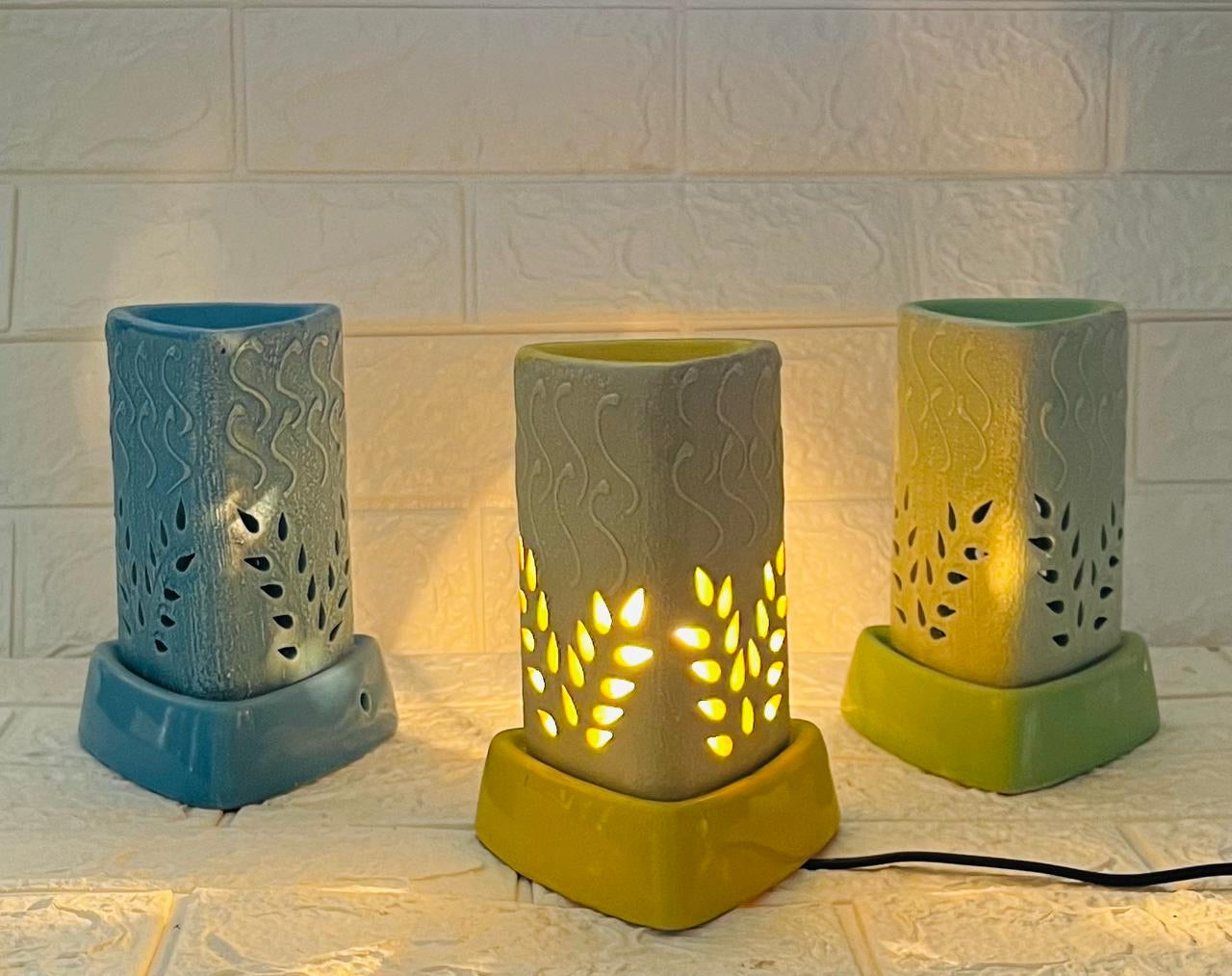 SOULCRAFTZ Handcrafted Ceramic Electric Aroma Diffuser| Aroma Oil Burner for Aromatherapy| Home Decor and Fragrance with Aroma Oils(Lavender & Lemon Fragrance 20ml Each)