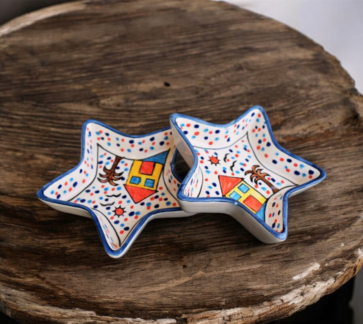 SOULCRAFTZ Star Hut Plate Set of 2 Ceramic| Ceramic Small Plate| Snack Plate Small| Dip Plate | Dessert Plate Ceramic