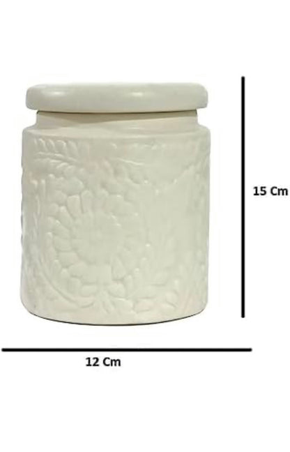 SOULCRAFTZ Ceramic Jars with Lid | Kitchen Storage | Multipurpose Barni | Pickle jar Storage Container | Dining Table Container | 1000Ml | Set of 2