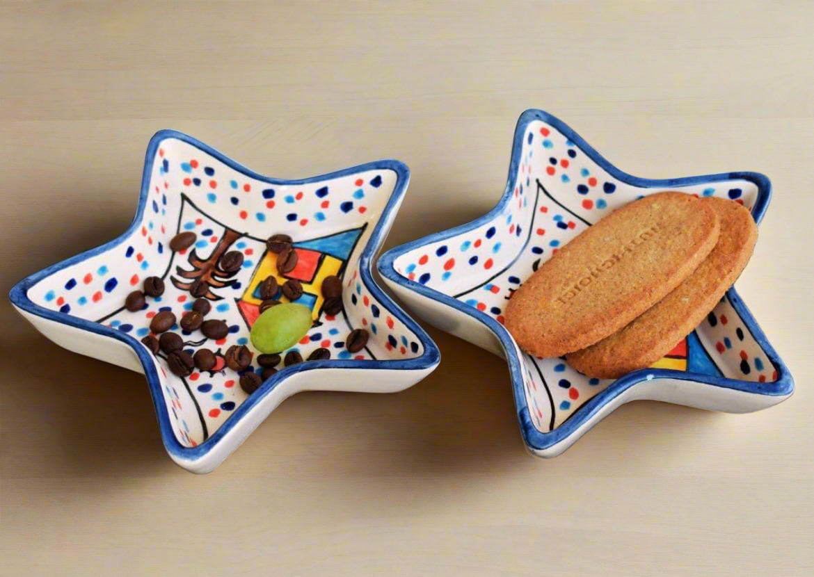 SOULCRAFTZ Star Hut Plate Set of 2 Ceramic| Ceramic Small Plate| Snack Plate Small| Dip Plate | Dessert Plate Ceramic