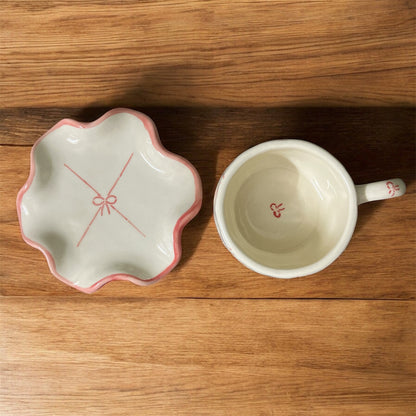 SOULCRAFTZ Ceramic Coffee Tea Milk Mug & Saucer | Microwave & Dishwasher Safe Ceramic Tea Cup | Perfect for Latte, Cappuccinos, Tea Bag & Beverages (Cream, 250ml)