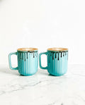 Aqua Fluted Stoneware Coffee Mug – 350 ml