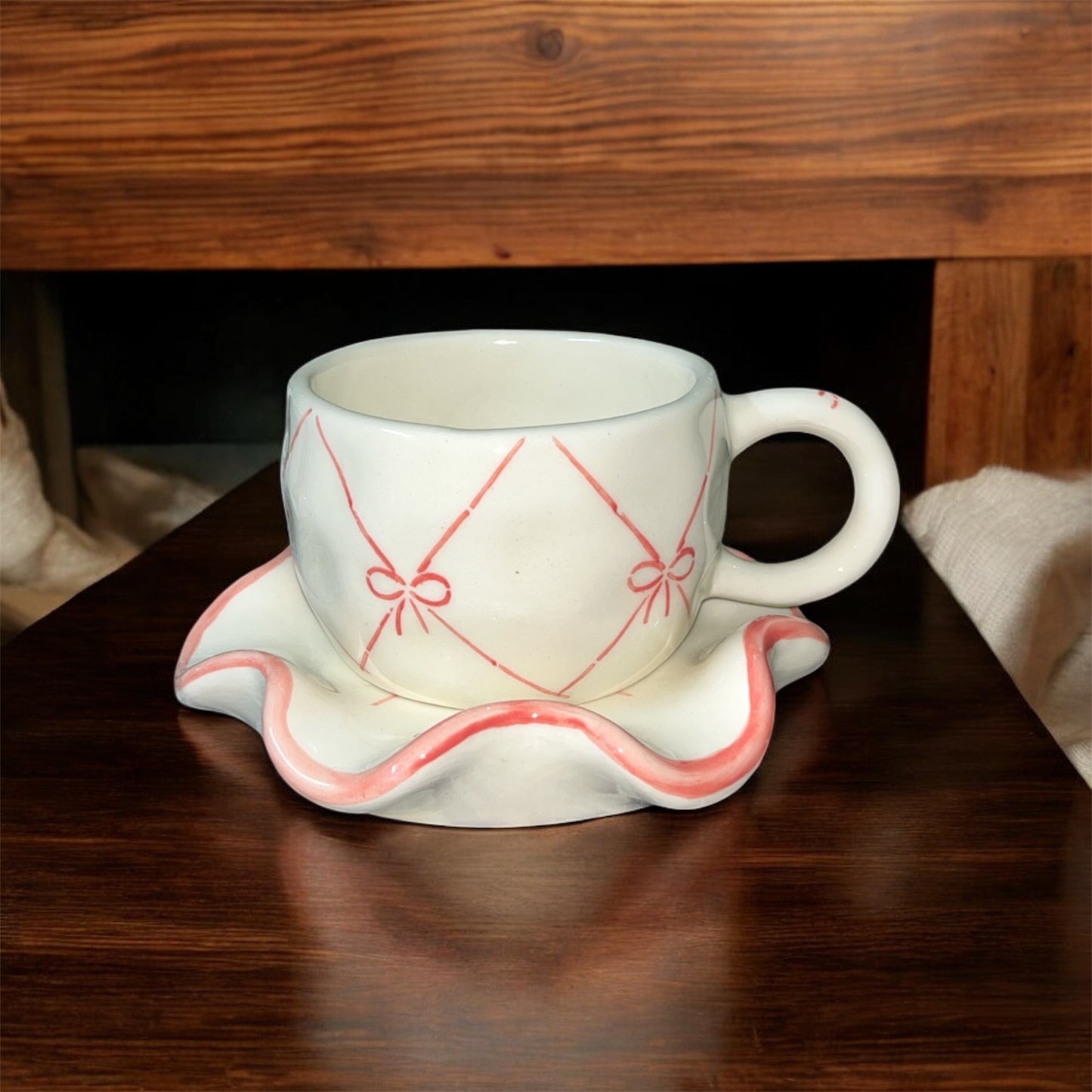 SOULCRAFTZ Ceramic Coffee Tea Milk Mug & Saucer | Microwave & Dishwasher Safe Ceramic Tea Cup | Perfect for Latte, Cappuccinos, Tea Bag & Beverages (Cream, 250ml)