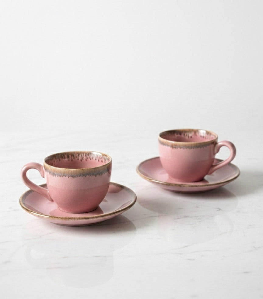 Blush Studio Glaze Ceramic Coffee Cup & Saucer Set of 2 – 150 mL