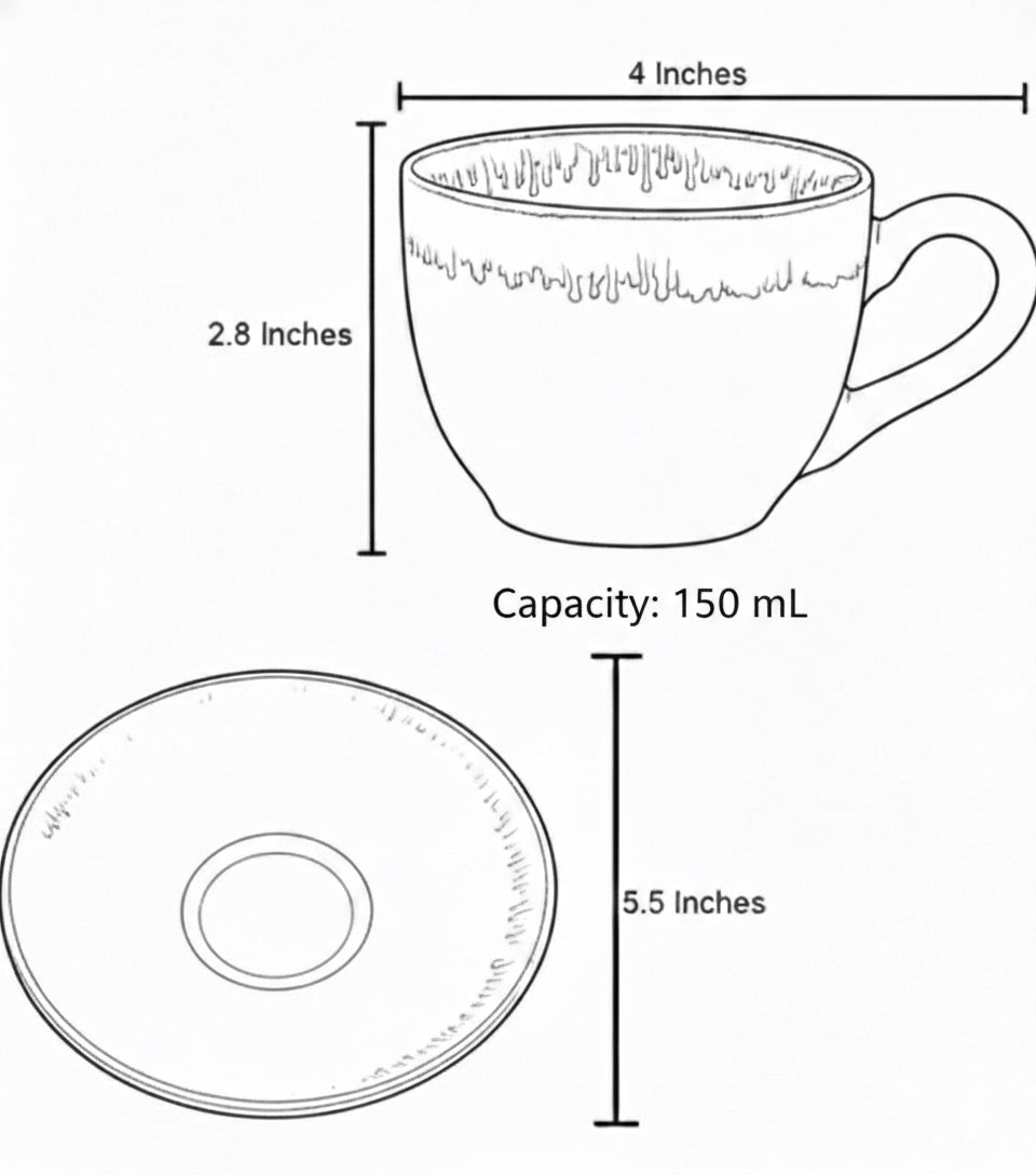 Blush Studio Glaze Ceramic Coffee Cup & Saucer Set of 6 – 150 mL
