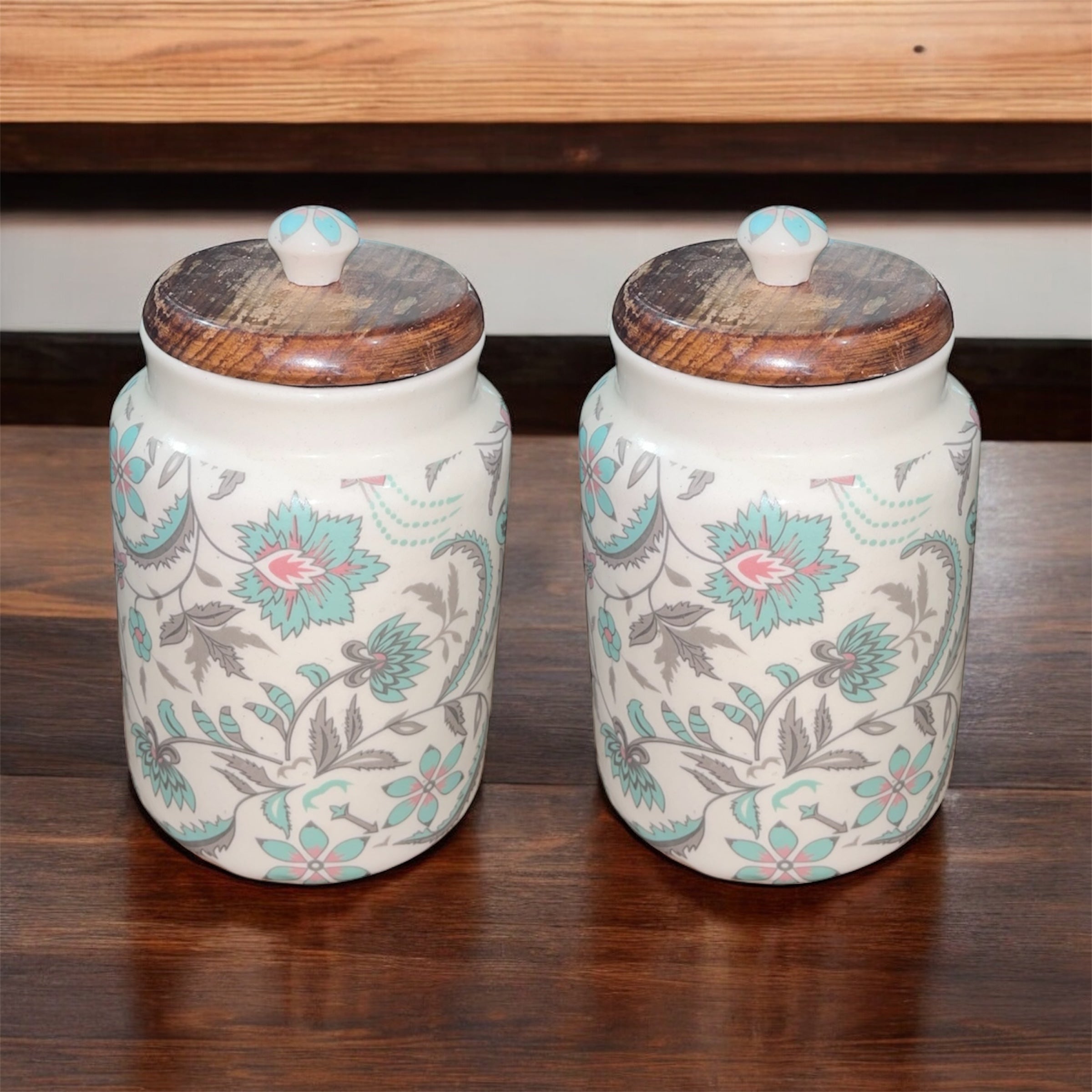 SOULCRAFTZ Handcrafted Ceramic Jars with Airtight Wooden Lid