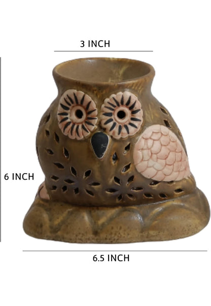 SOULCRAFTZ Handcrafted Owl Shaped Ceramic Electric Aroma Diffuser| Aroma Oil Burner for Aromatherapy| Home Decor and Fragrance with Aroma Oils(Lavender & Lemon Fragrance 20ml Each)