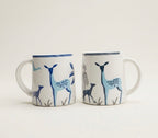 Handcrafted Blue Deer Ceramic Coffee Mug | Artistic Stoneware Tea & Coffee Cup | 350 ml