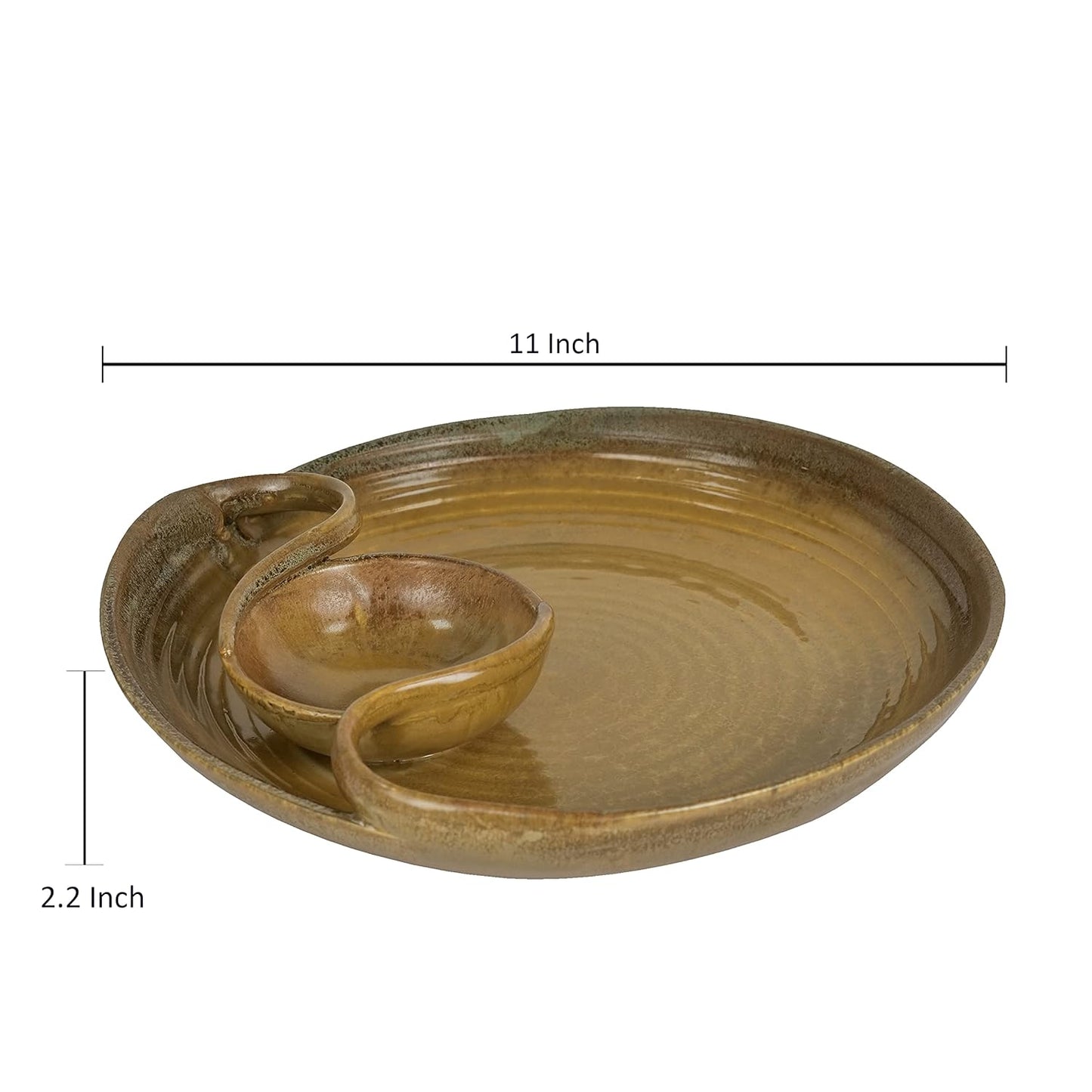 SOULCRAFTZ ‘Caramel Swirl' Chip & Dip Platter Serving Platter for Snacks - Platters Ceramic Platter Chip & Dip Platters Starter Plates Microwave Safe