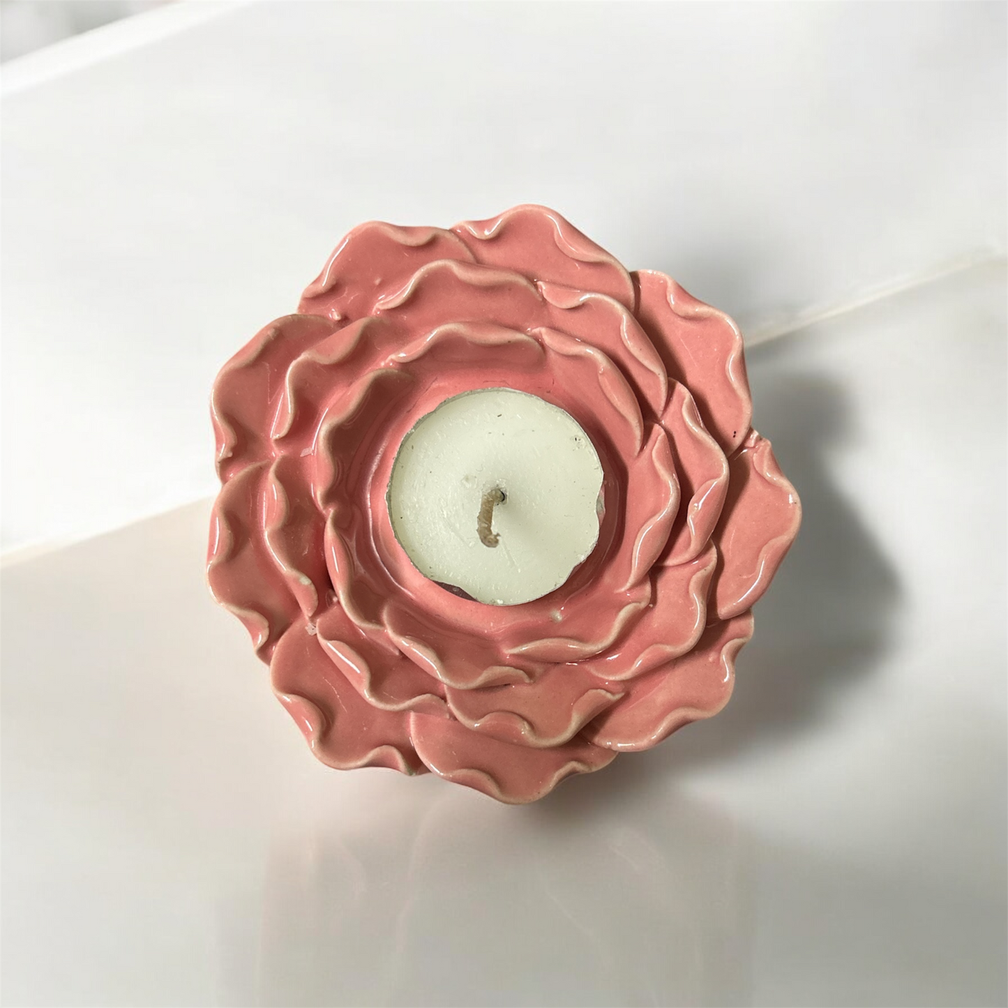 SOULCRAFTZ Designer Candle with Ceramic Holder | Flower Petals Style Flower Candle Lamps for Diwali | for Home Decor, Table Decoration, Christmas & Wedding