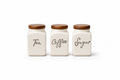 Ceramic Tea Coffee Sugar Canister Set with Wooden Lids