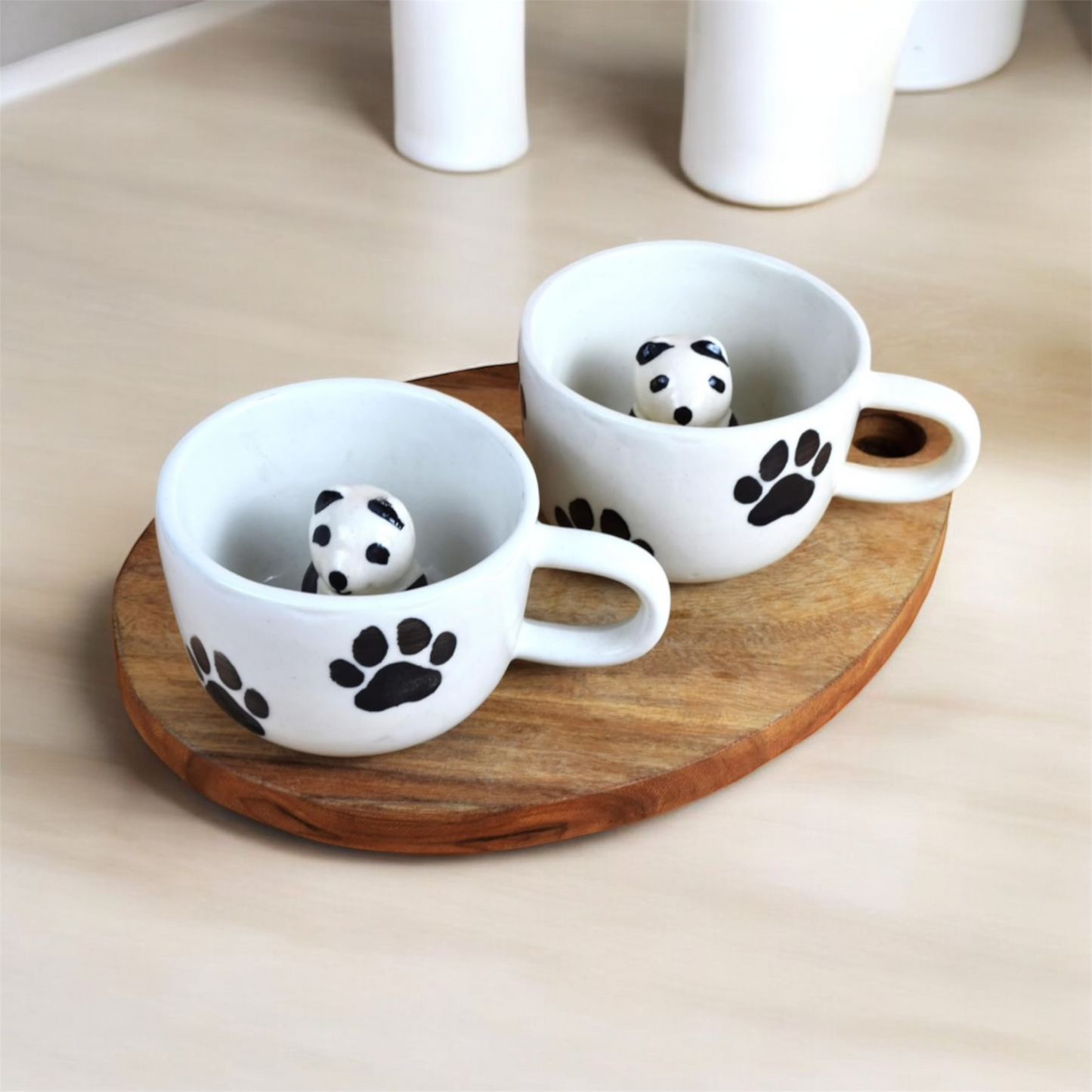 SOULCRAFTZ Cute Animal Ceramic Milk & Coffee Mug - 300ml (10 oz) - Set of 2 | Perfect for Hot Beverages, Microwave and Dishwasher Safe, Ideal for Home, Office, or Gifting