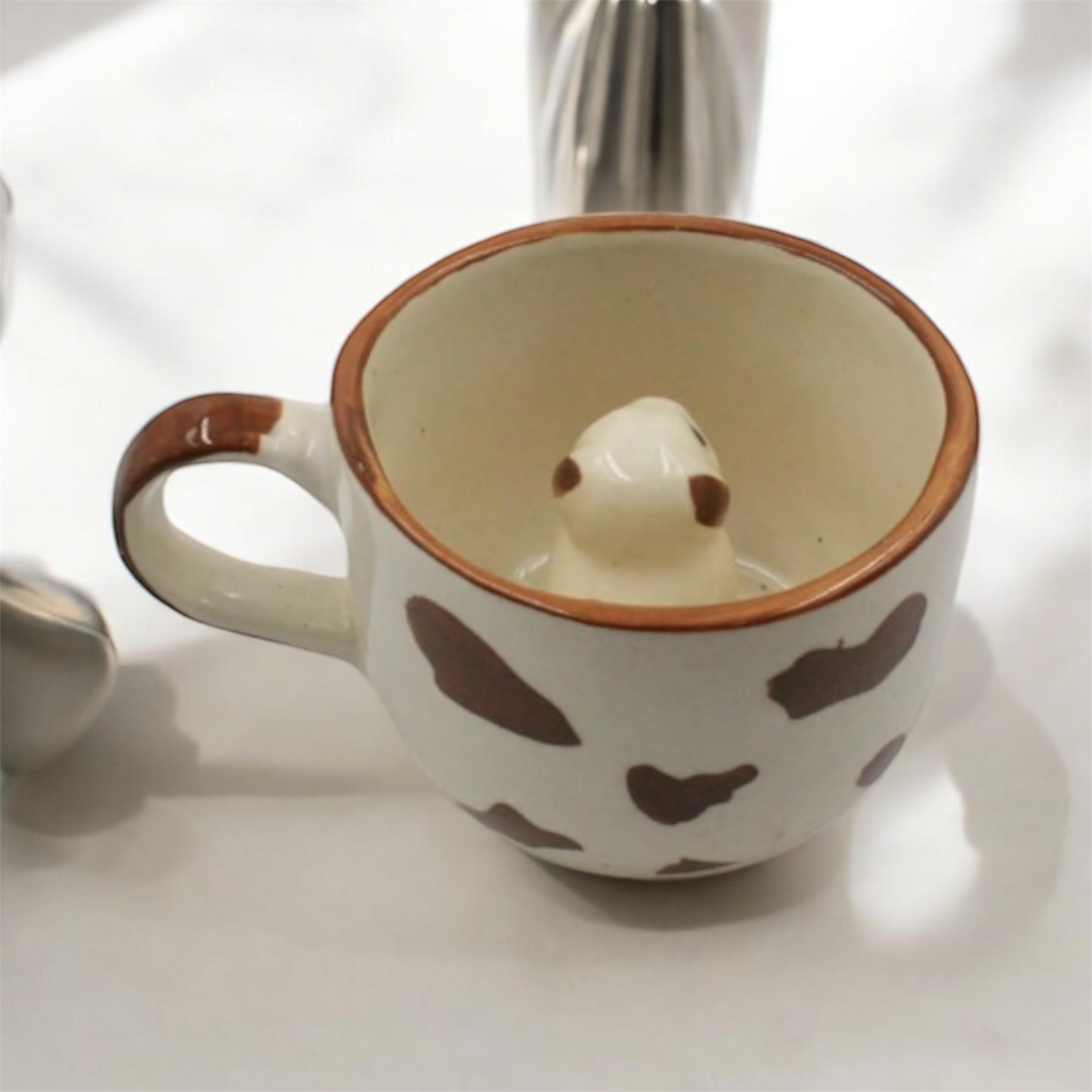 SOULCRAFTZ Cute Animal Ceramic Milk & Coffee Mug - 300ml (10 oz) - Set of 2 | Perfect for Hot Beverages, Microwave and Dishwasher Safe, Ideal for Home, Office, or Gifting