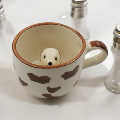 SOULCRAFTZ Cute Animal Ceramic Milk & Coffee Mug - 300ml (10 oz) - Set of 2 | Perfect for Hot Beverages, Microwave and Dishwasher Safe, Ideal for Home, Office, or Gifting