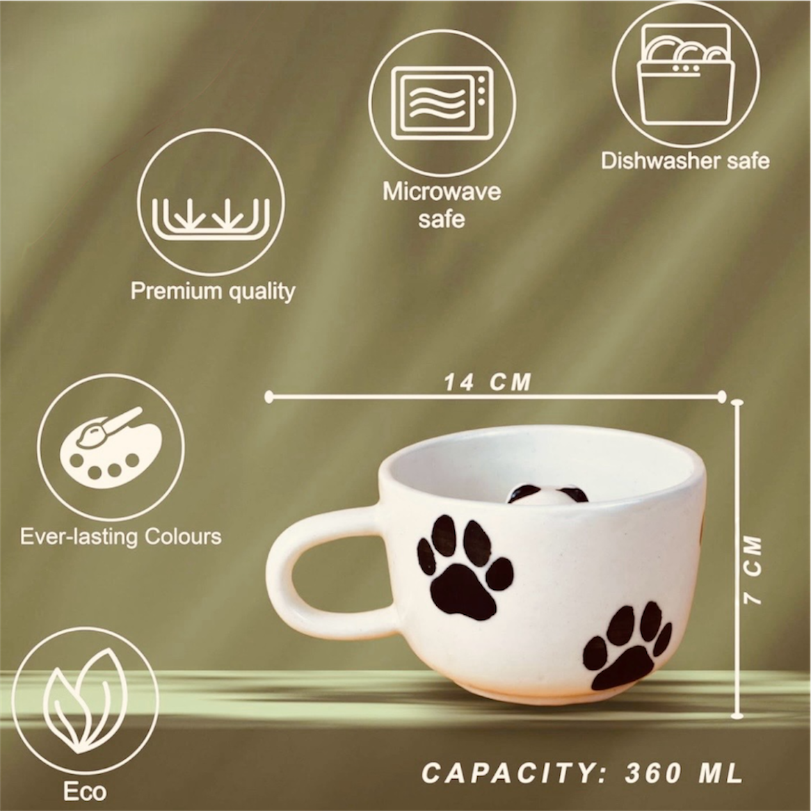 SOULCRAFTZ Cute Animal Ceramic Milk & Coffee Mug - 300ml (10 oz) - Set of 2 | Perfect for Hot Beverages, Microwave and Dishwasher Safe, Ideal for Home, Office, or Gifting