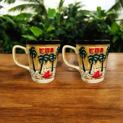 SOULCRAFTZ Ceramic Glazed Coffee Mug | Goa Souvenir Gift | Indian Travel Collectible | Stylish Handmade Mug for Home & Office