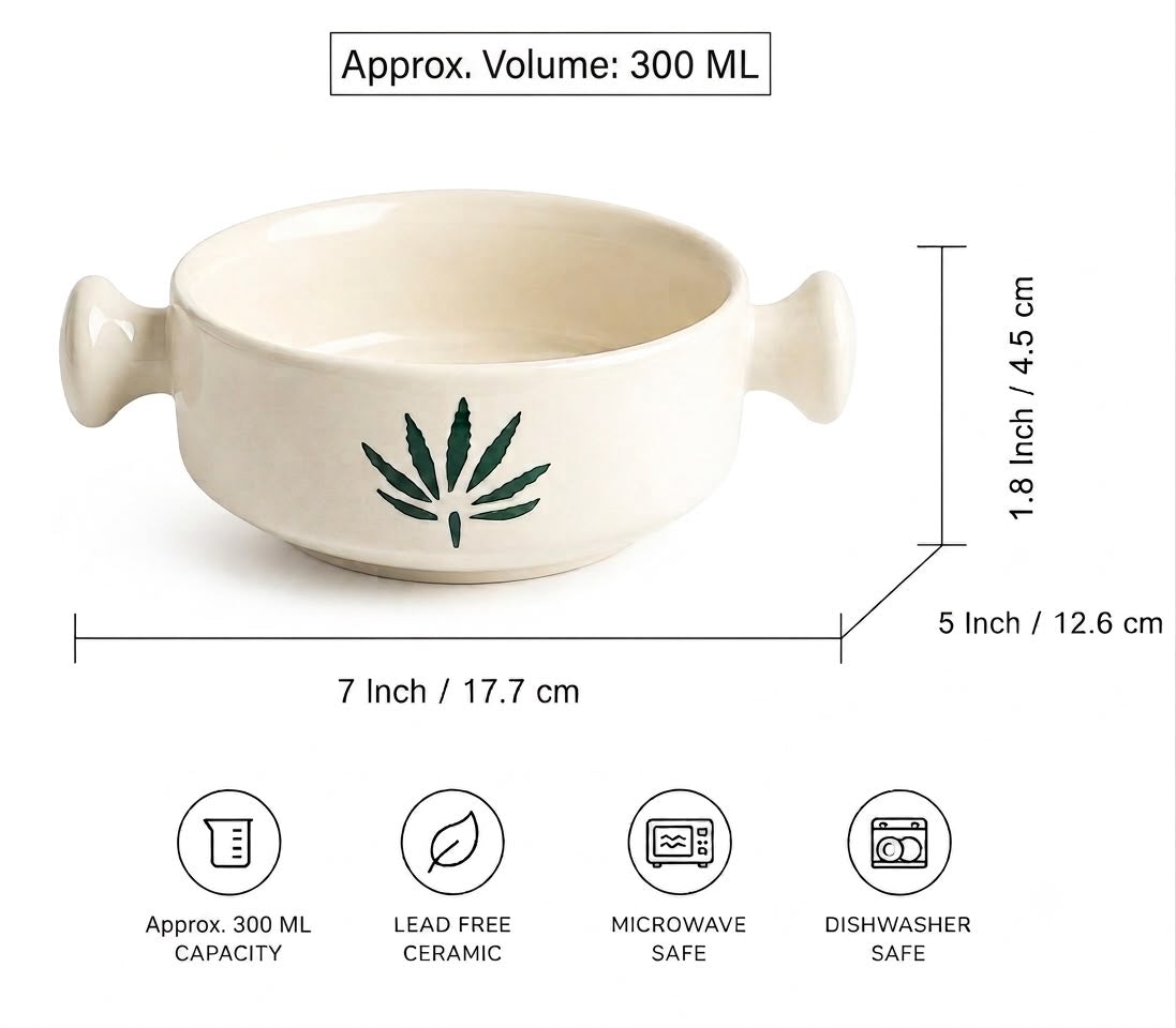 Multi-Purpose Ceramic Bowl with Handles – Soup, Pasta & Snacks
