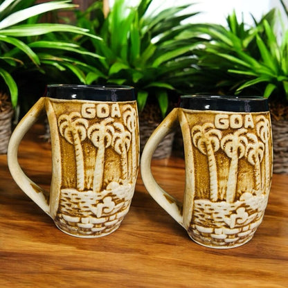 SOULCRAFTZ Ceramic Glazed Coffee Mug | Goa Souvenir Gift | Indian Travel Collectible | Stylish Handmade Mug for Home & Office